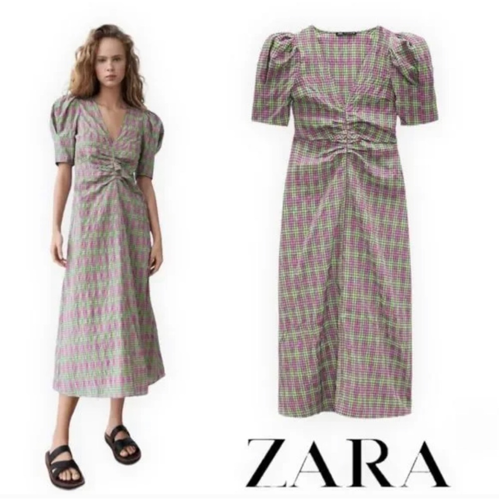 Zara Lavender and Mint Green Midi Dress - Picture 6 of 9